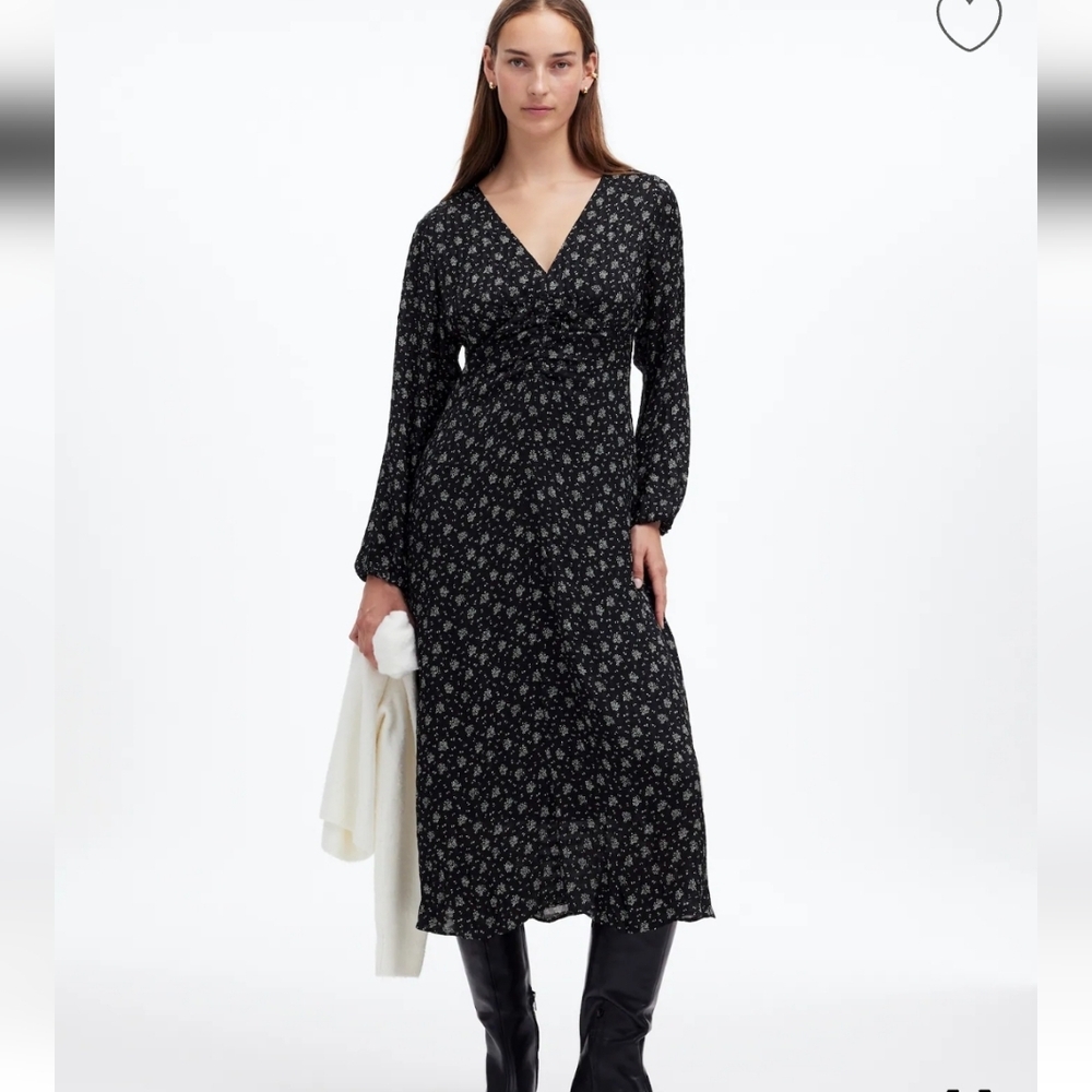 Madewell Ruched Midi Dress NT373 SZ 0 NWT